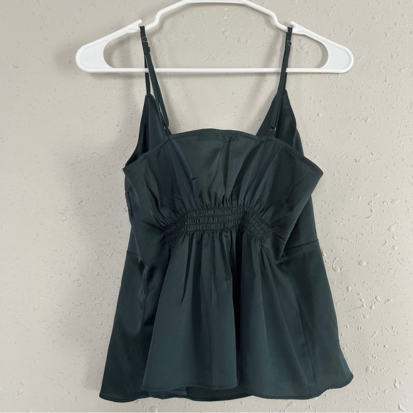 Abercrombie & Fitch Green Tie Front Spaghetti Strap Blouse Casual Holiday Medium - Picture 4 of 6